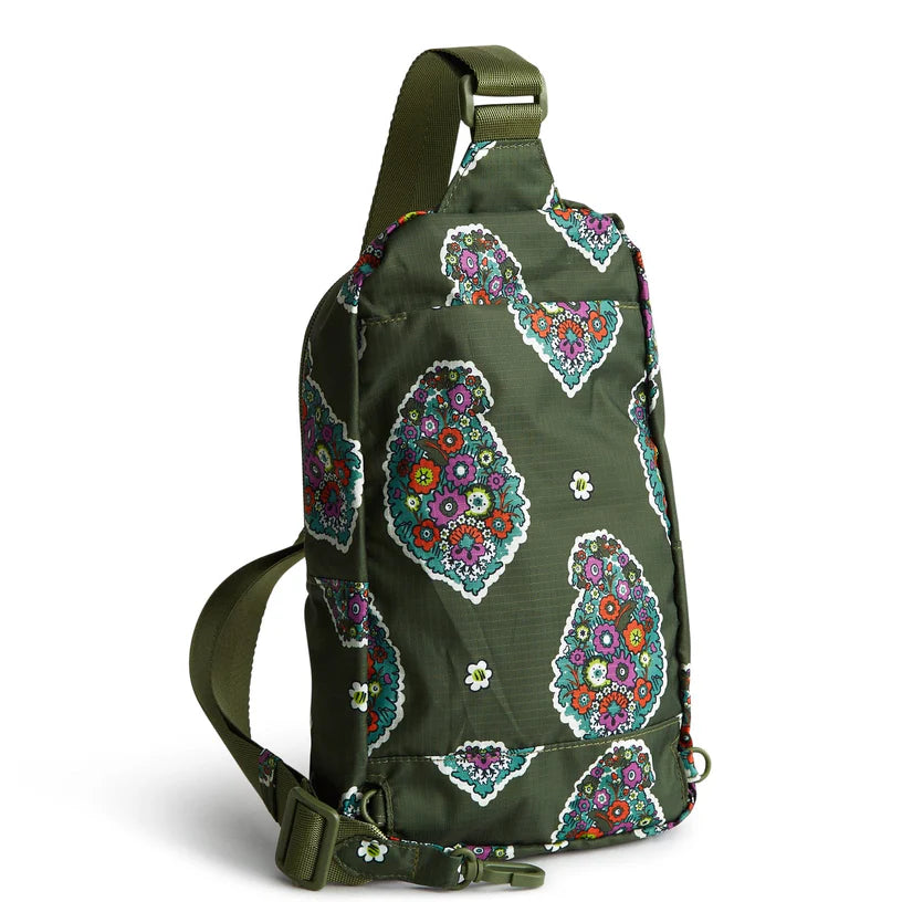 Vera Bradley Small Lorman Sling Backpacks in Ripstop Polyester - Kew Gardens Green