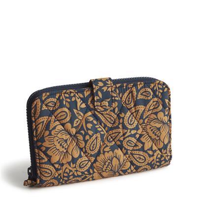 Vera Bradley Large Tab Wallet in Nylon-Lotus Montage Roasted Pecan