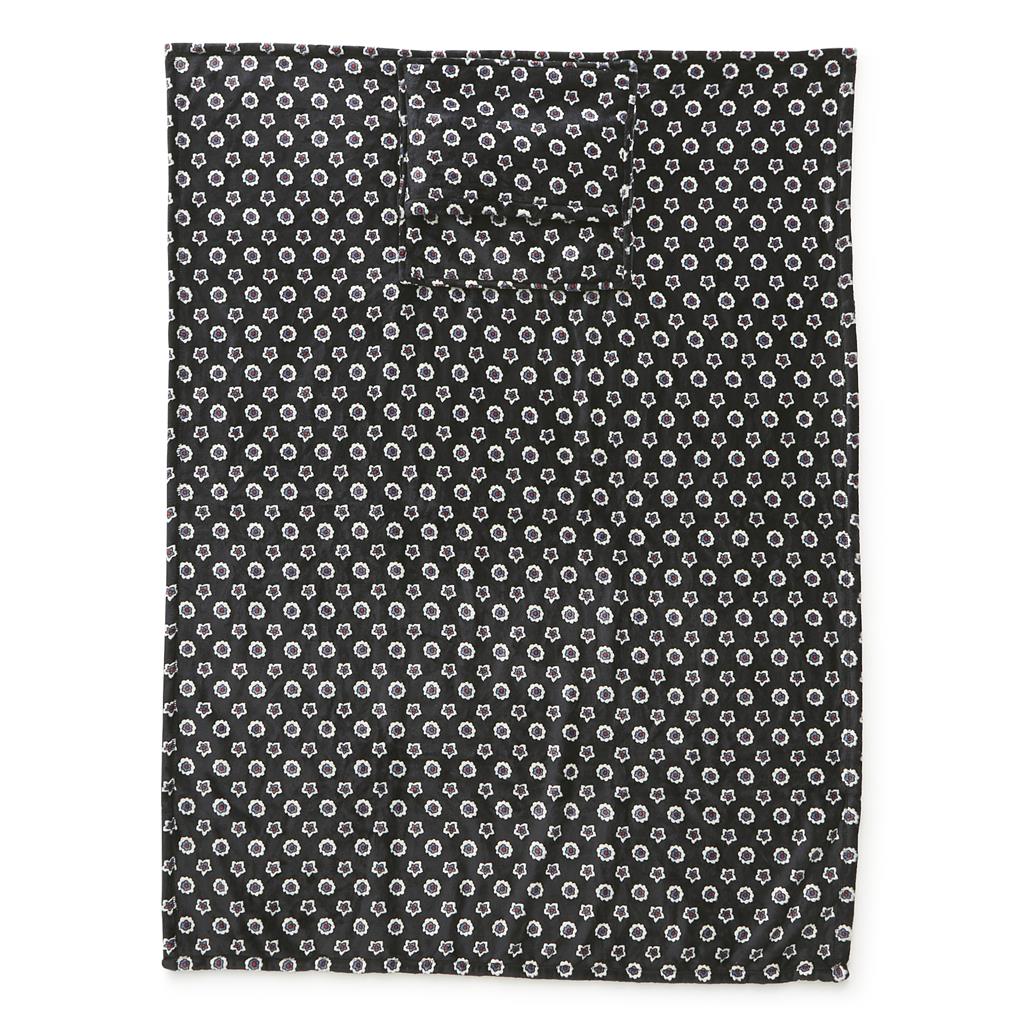 Vera Bradley Plush Travel Blanket - Mini Flower Dot Black