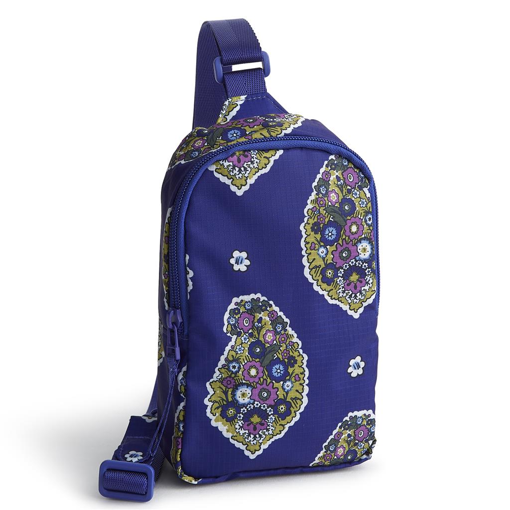 Vera Bradley Small Lorman Sling Backpacks in Ripstop Polyester - Kew Gardens Blue