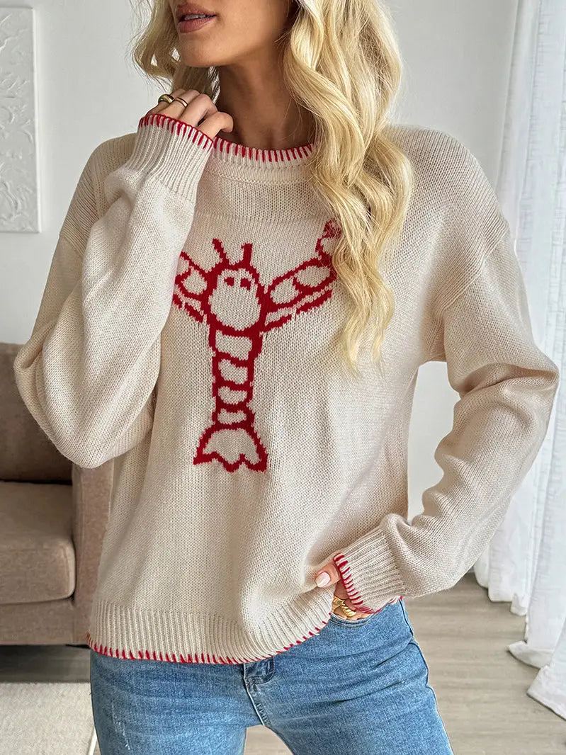 Playful Lobster Graphic Sweater