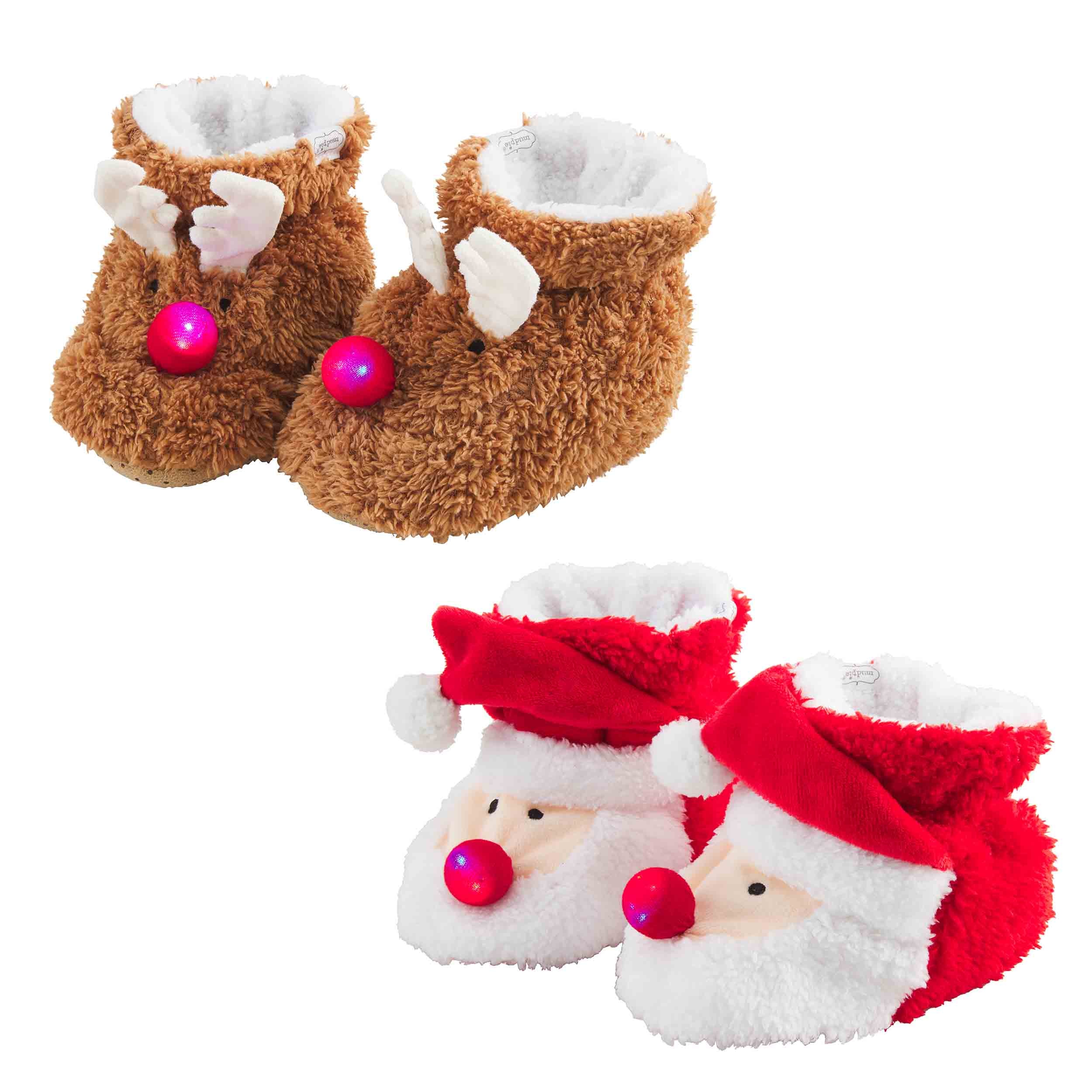 Mudpie Santa or Reindeer Light-Up Slippers