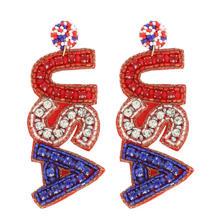 Patriotic Beaded Earrings