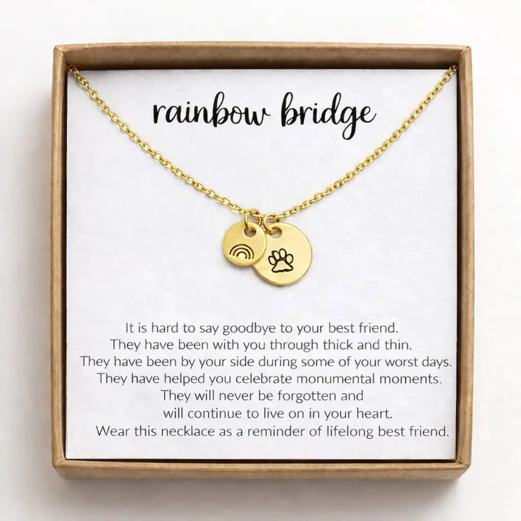 Rainbow Bridge | Pet Sympathy Necklace | Gold