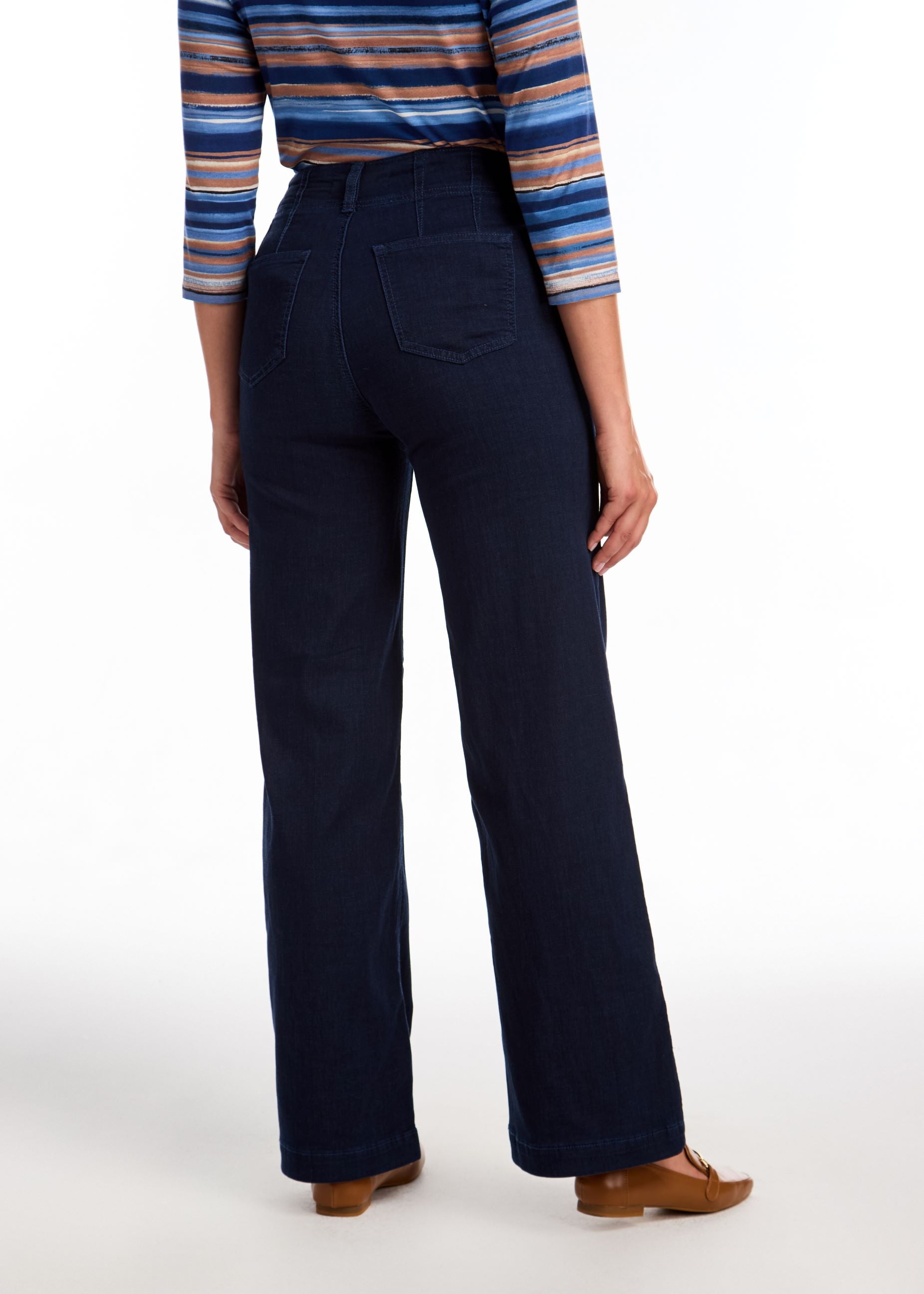 FDJ Suzanne Wide Leg Trousers in Dark Denim Wash