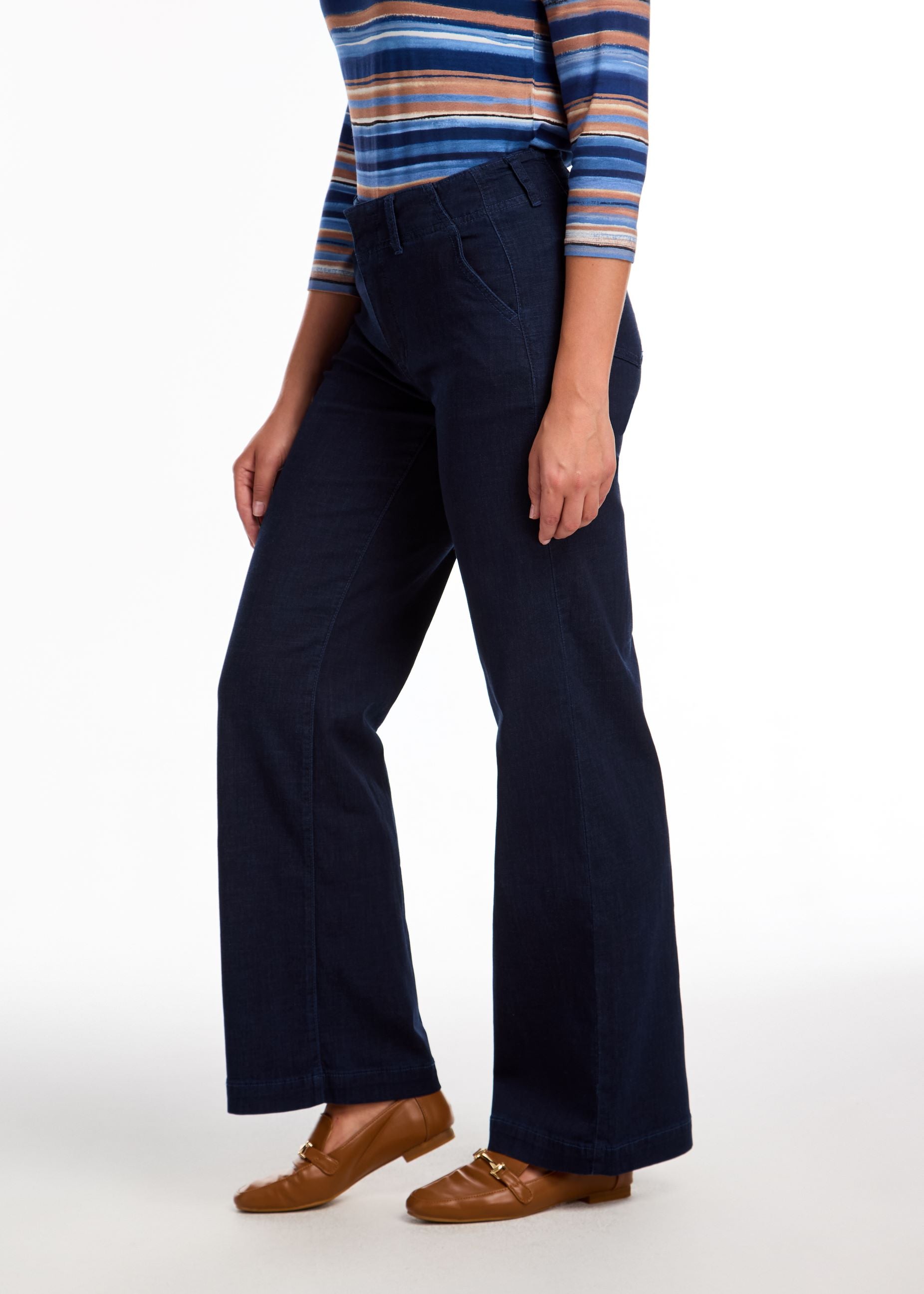 FDJ Suzanne Wide Leg Trousers in Dark Denim Wash