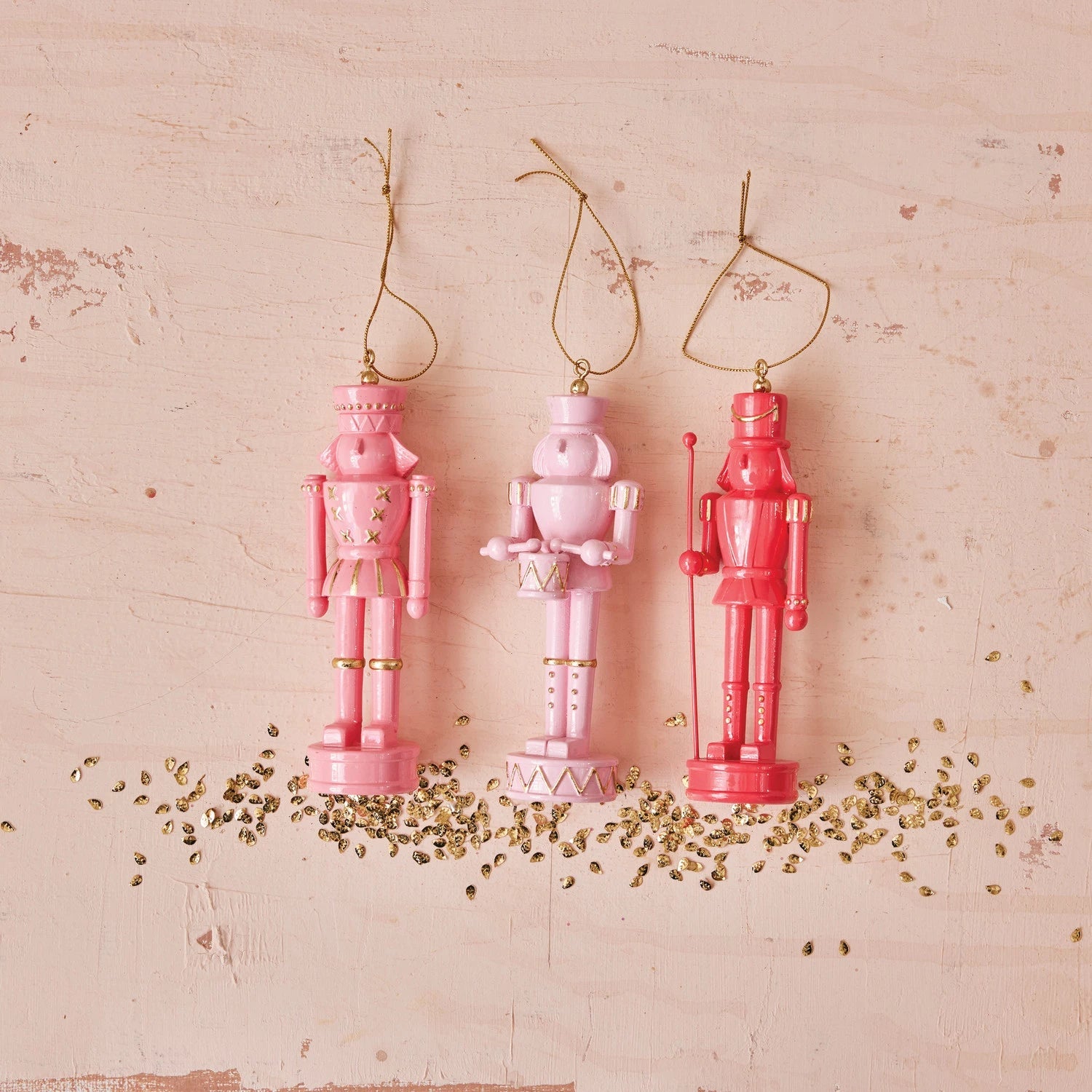 6"H Resin Nutcracker Ornaments with Gold Color Accents - Juli's Wearable Art