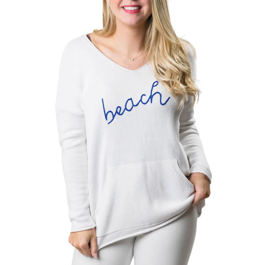 Marina White with Blue Beachy Sweater