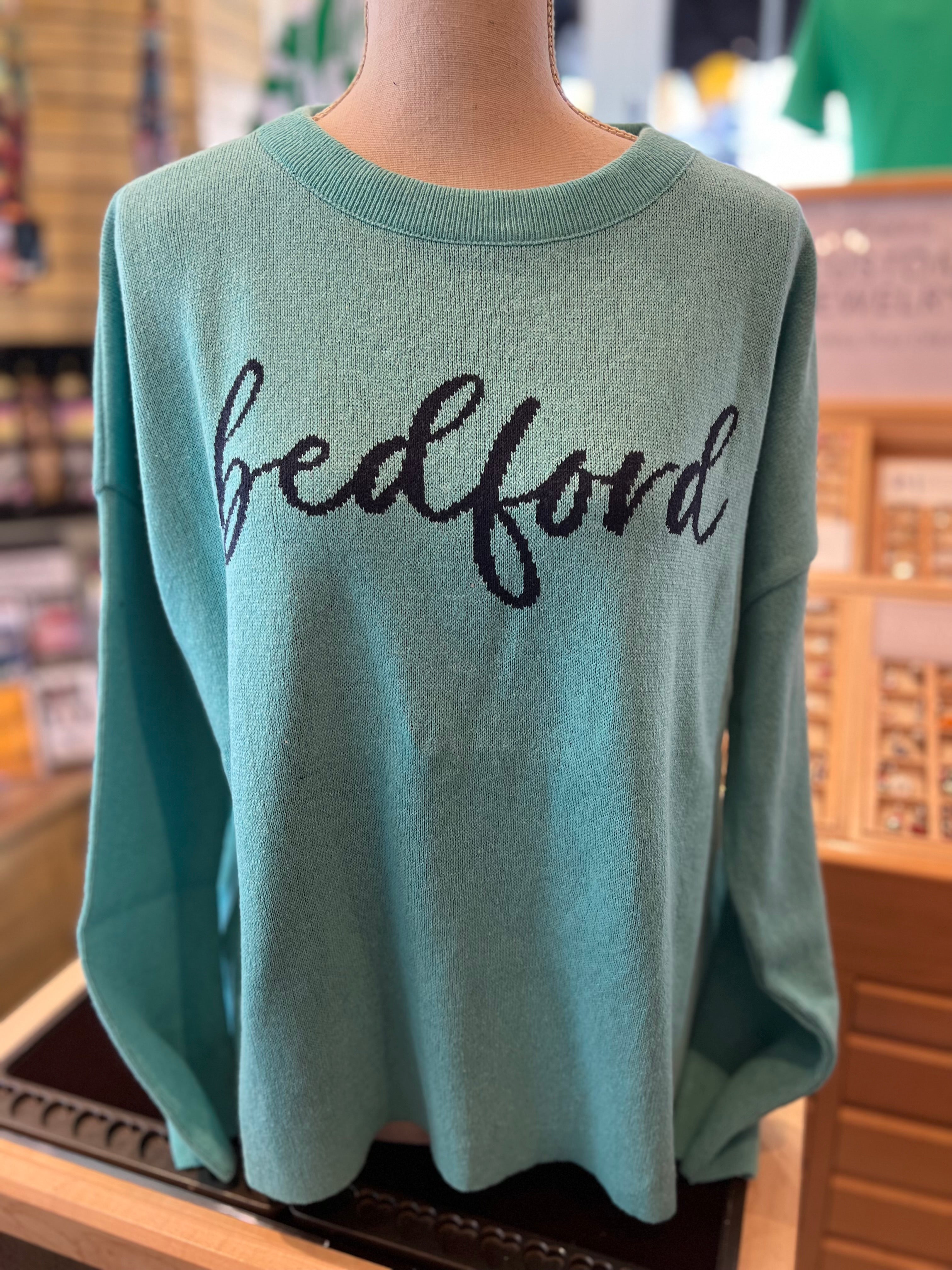 Bedford Everyday Relaxed Sweater - Aqua & Navy