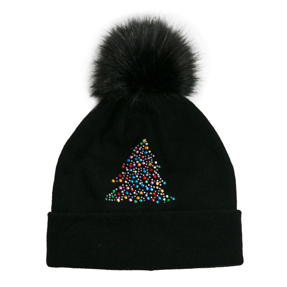 Bejeweled Christmas Tree Beanie Hat