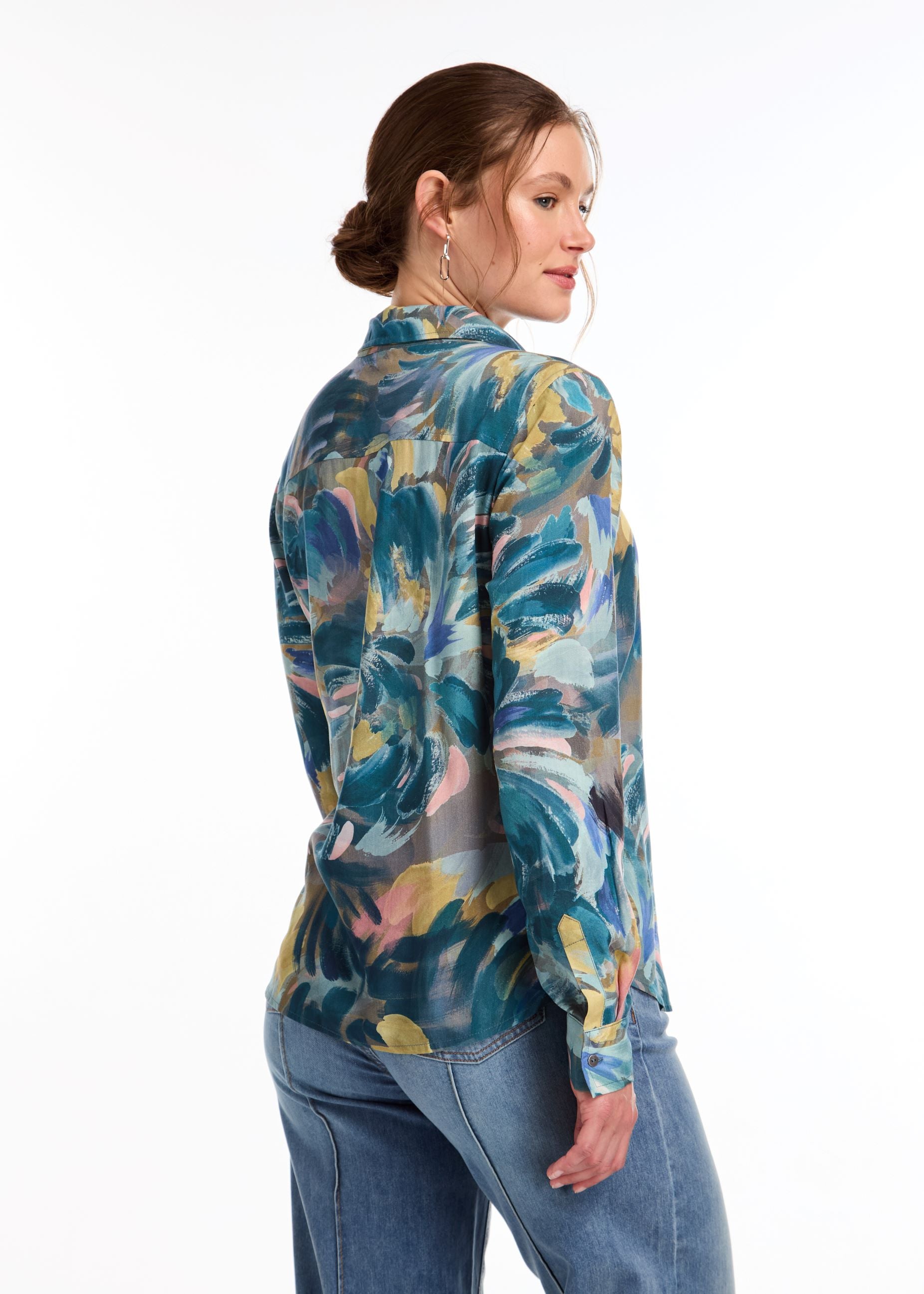 FDJ Long Sleeve Abstract Printed Blouse