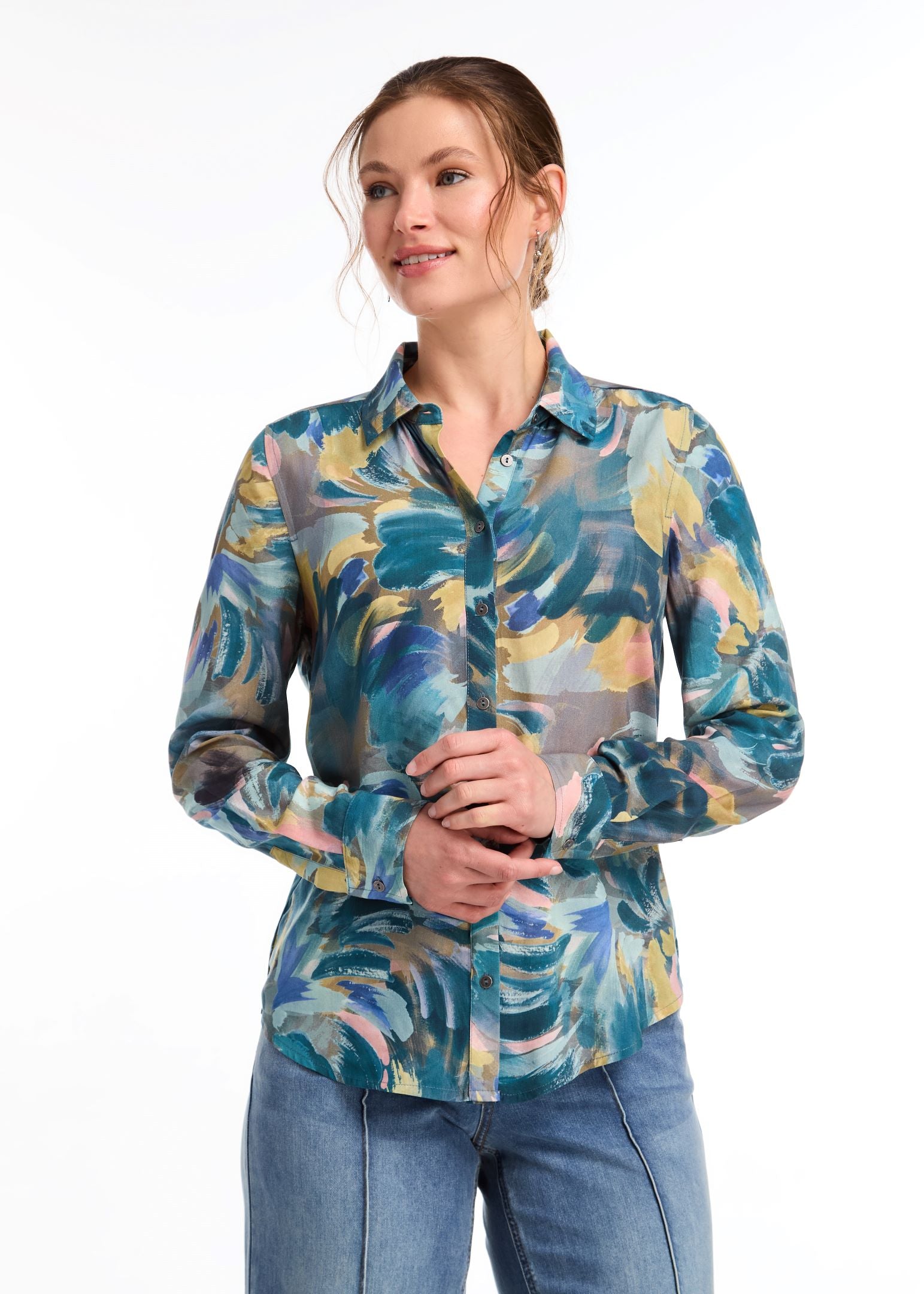 FDJ Long Sleeve Abstract Printed Blouse