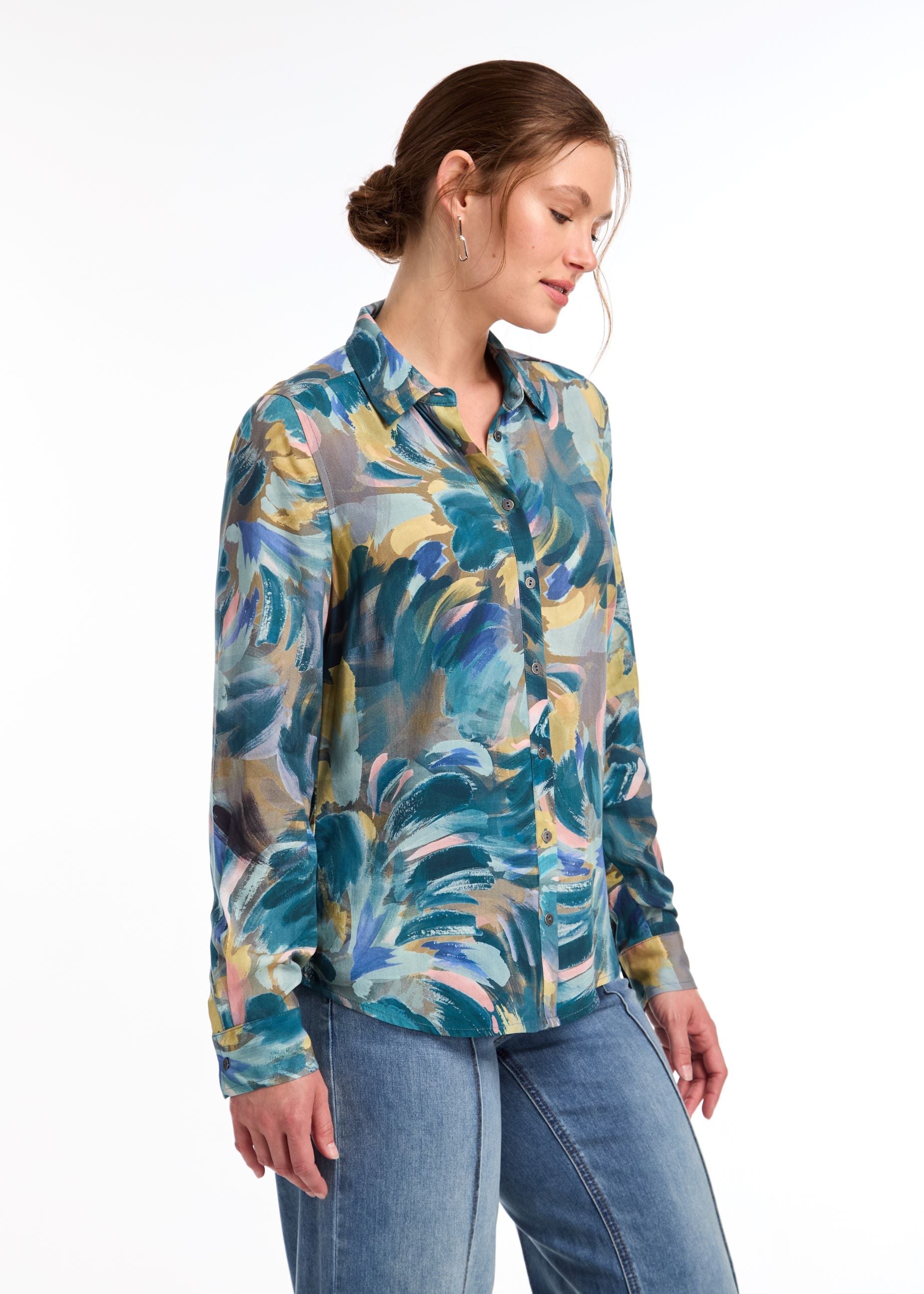 FDJ Long Sleeve Abstract Printed Blouse