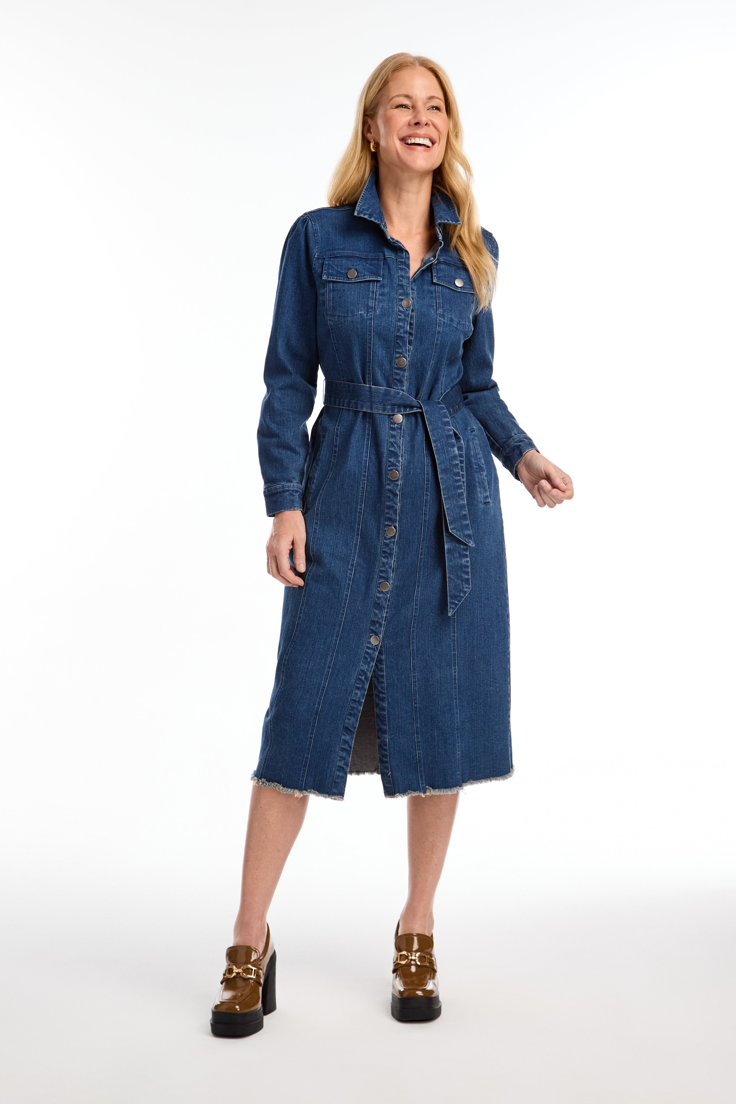 FDJ Midi Denim Dress with Belt