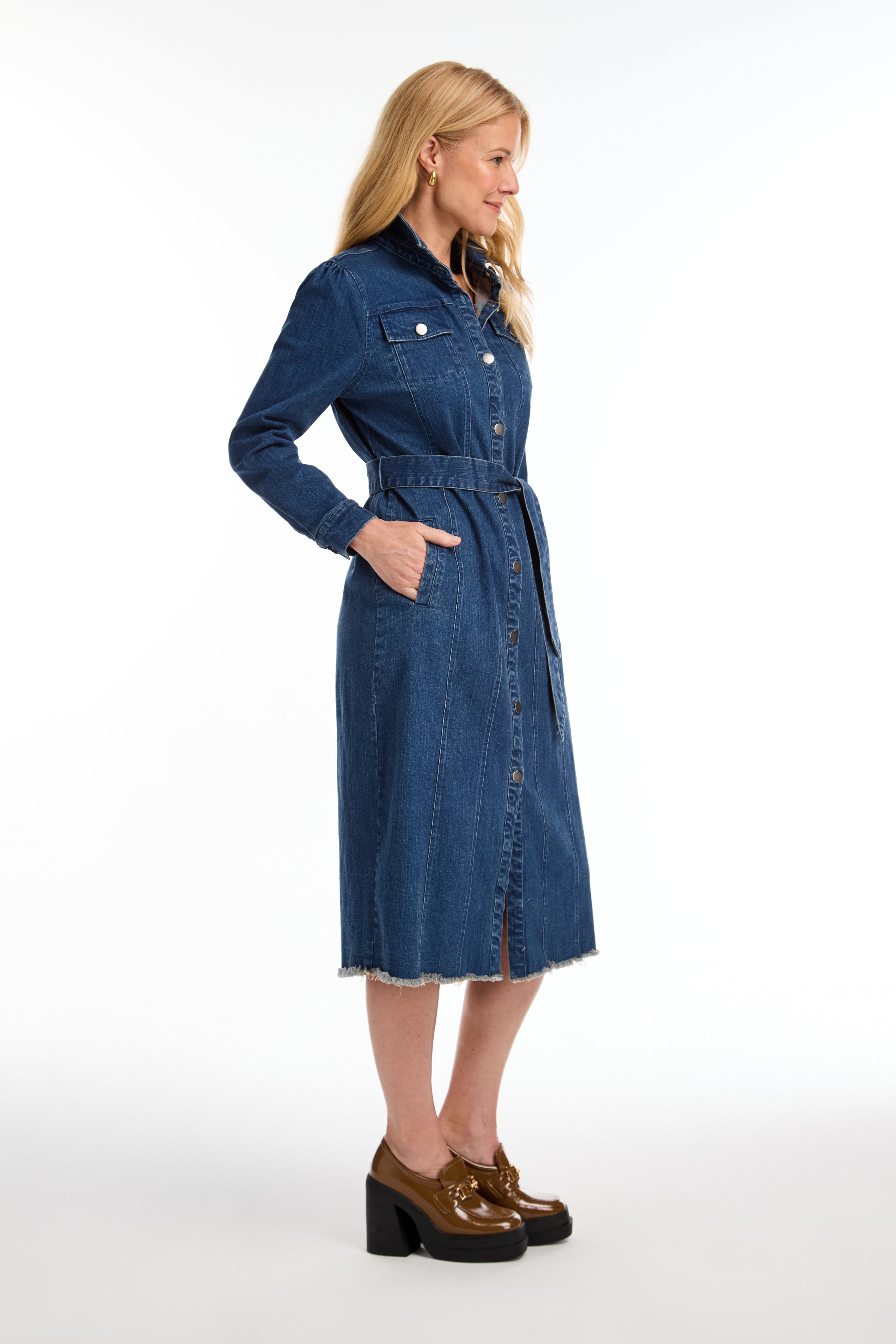 FDJ Midi Denim Dress with Belt