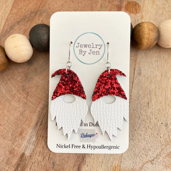 Gnome Earringss: Red Glitter Hat