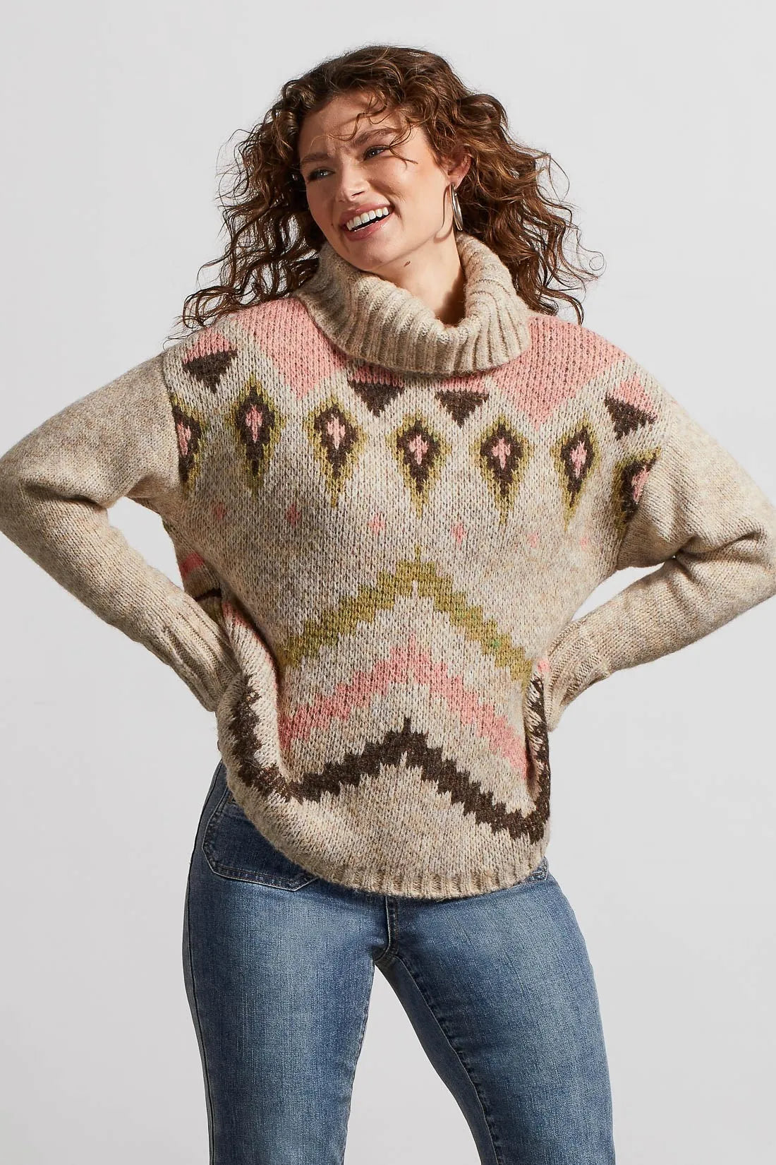Tribal Intarsia Turtleneck Sweater