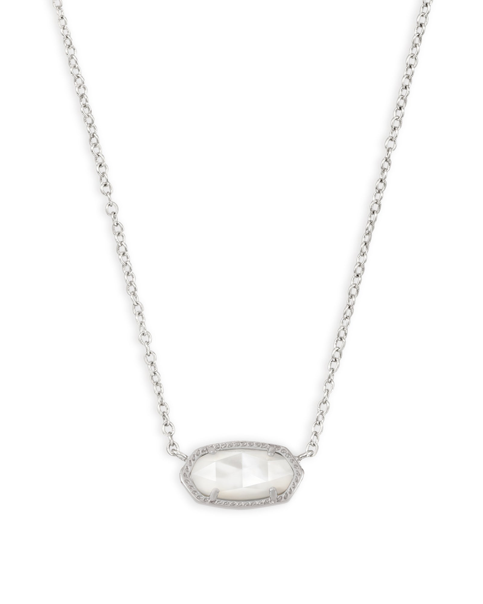 Kendra Scott Elisa Short Pendant Necklace - Silver & Ivory Mother of Pearl