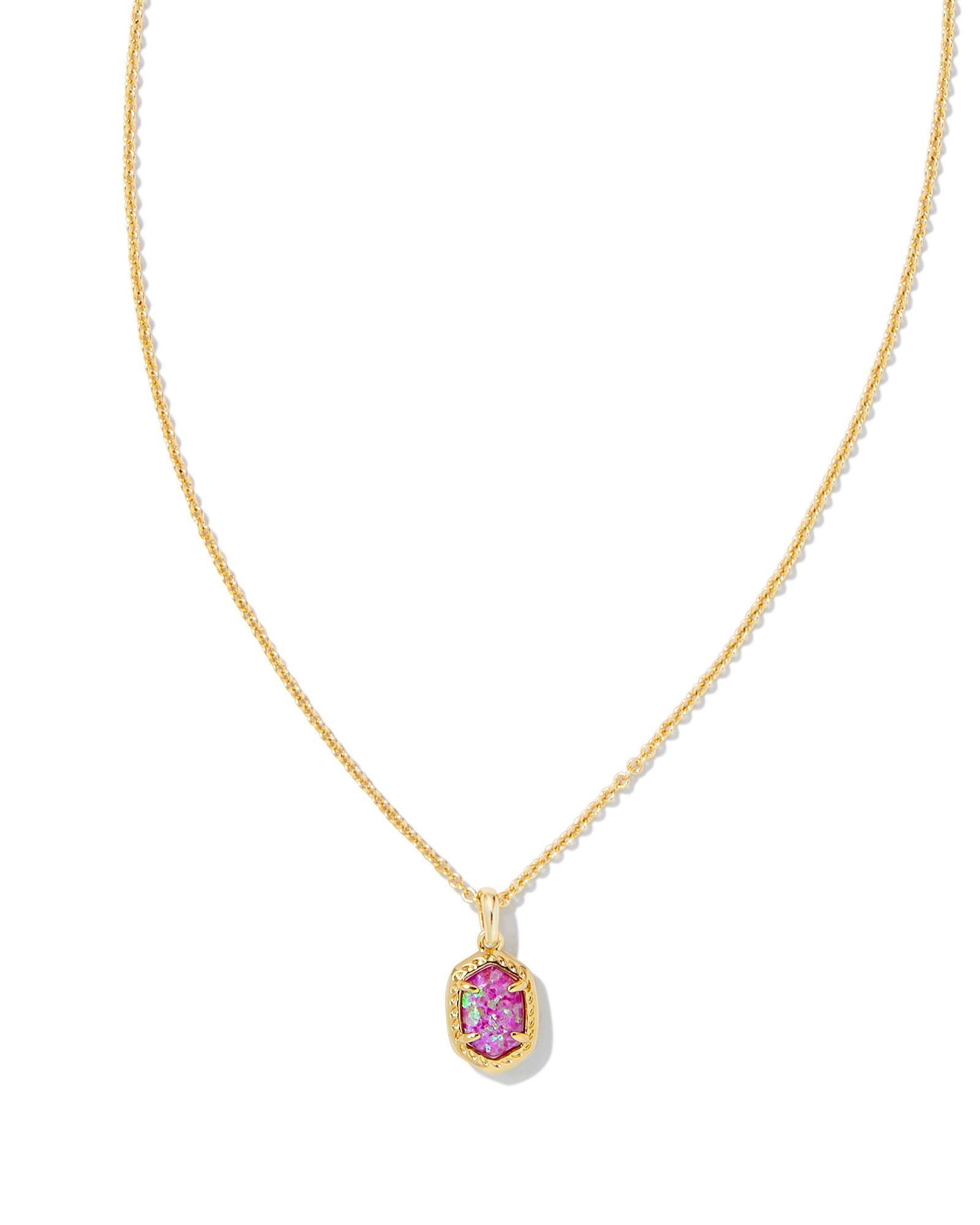 Kendra Scott Daphne Gold & Magenta Opal Framed Pendant Necklace
