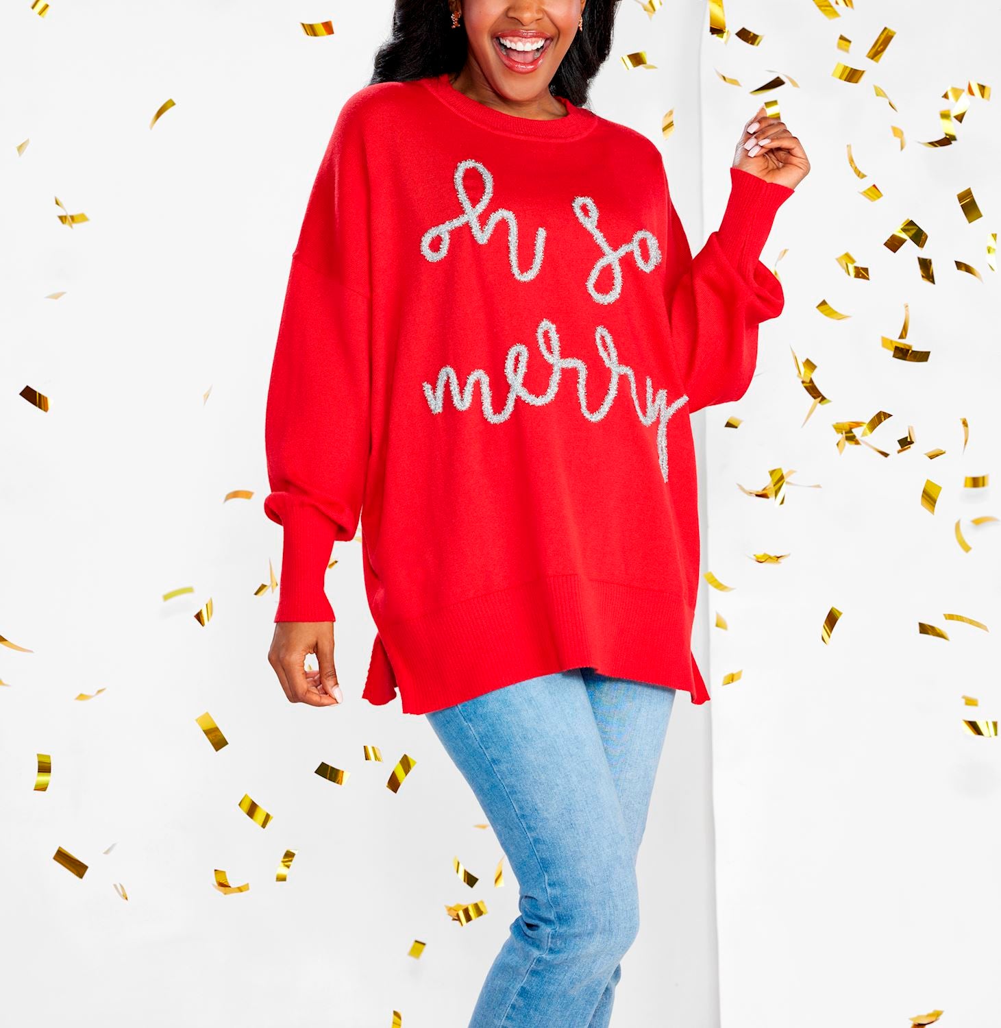 Mudpie “Oh So Merry” Sparkle Christmas Sweater