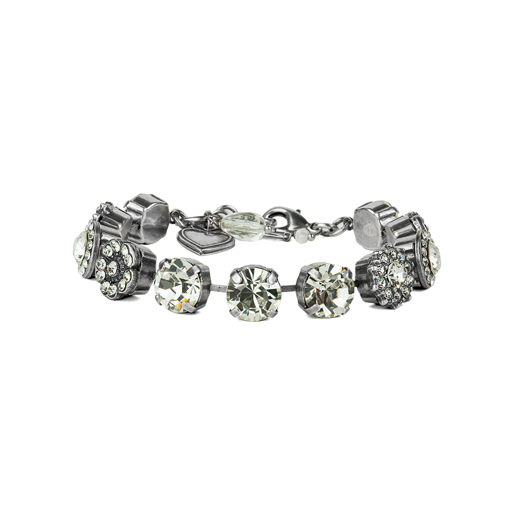 Mariana Silver Large Rosette Crystal Bracelet in "On a Clear Day"