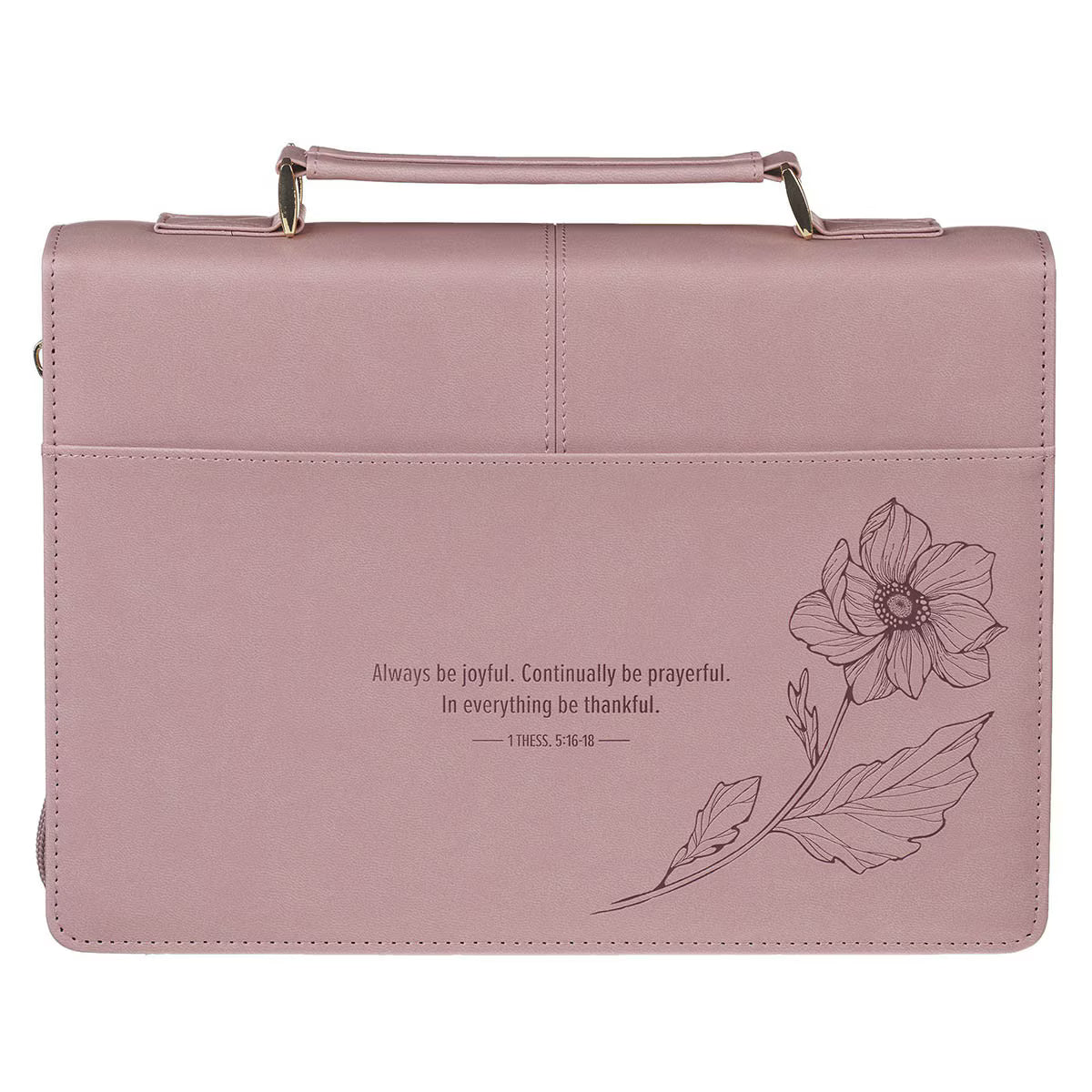 Always Be Joyful Dusty Mauve Faux Leather Fashion Bible Cover - 1 Thessalonians 5:16 | Large