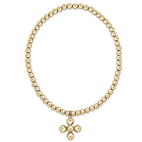 enewton Classic Gold Beaded Signature Cross Charm Bracelet