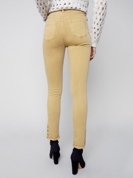 Charlie B Slim Leg, Regular Rise Jeans with Eyelet Details