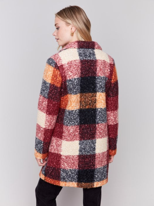 Charlie B Plaid Bouclé Knit Coat