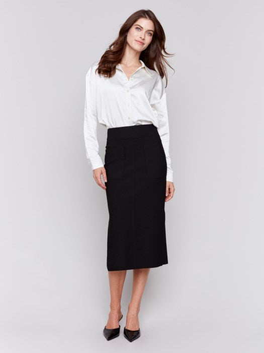 Charlie B Gutsy Crepe Skirt with Patch Pockets