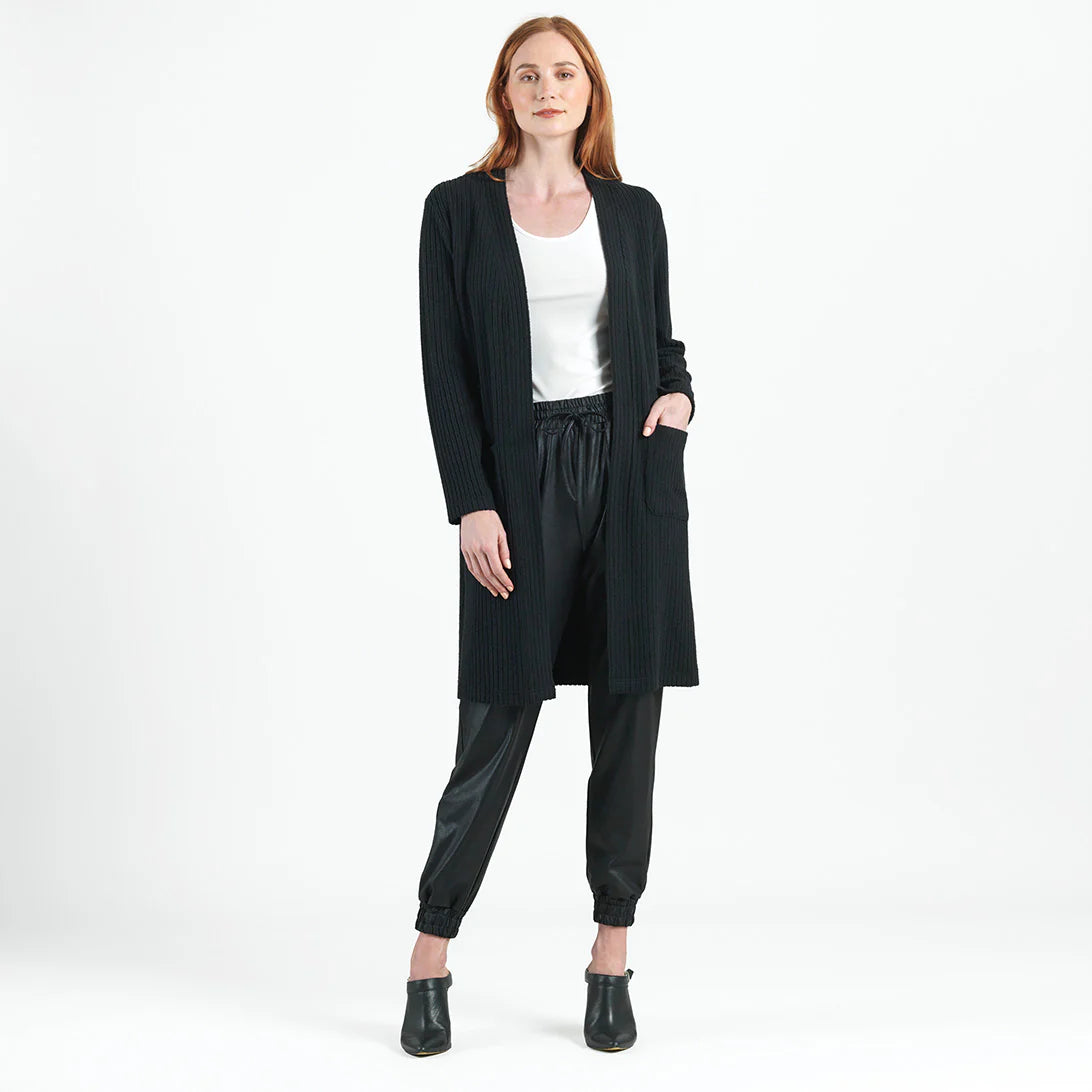 Clara Sunwoo Chunky Ribbed - Modern Pocket Sweater Cardigan - Black