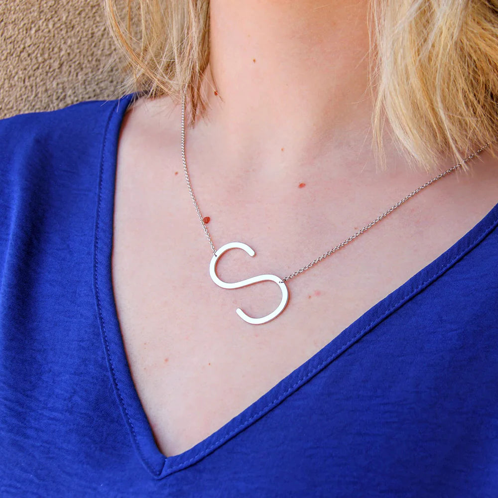 CAI Large Initial Necklace - Silver