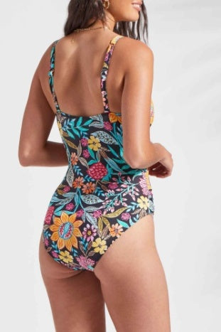 Tribal Dominica Printed "Flatten It" One-Piece Wrap Front Swimsuit