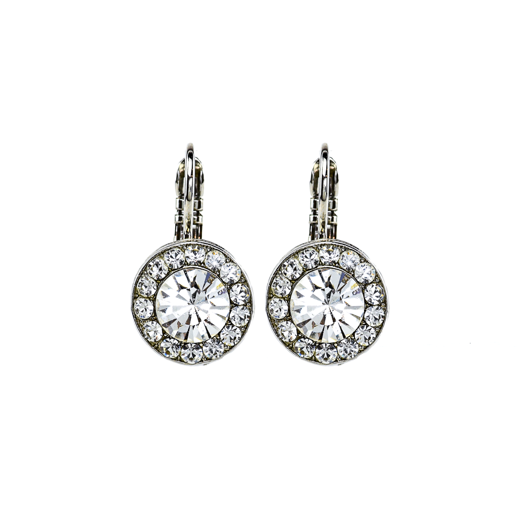 Mariana Silver Medium Pave Crystal Leverback Earrings in "All Clear”