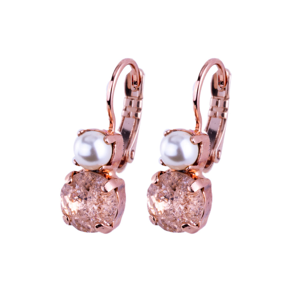 Mariana Rose Gold Must-Have Double Stone Crystal Leverback Earrings in “Desert Rose”
