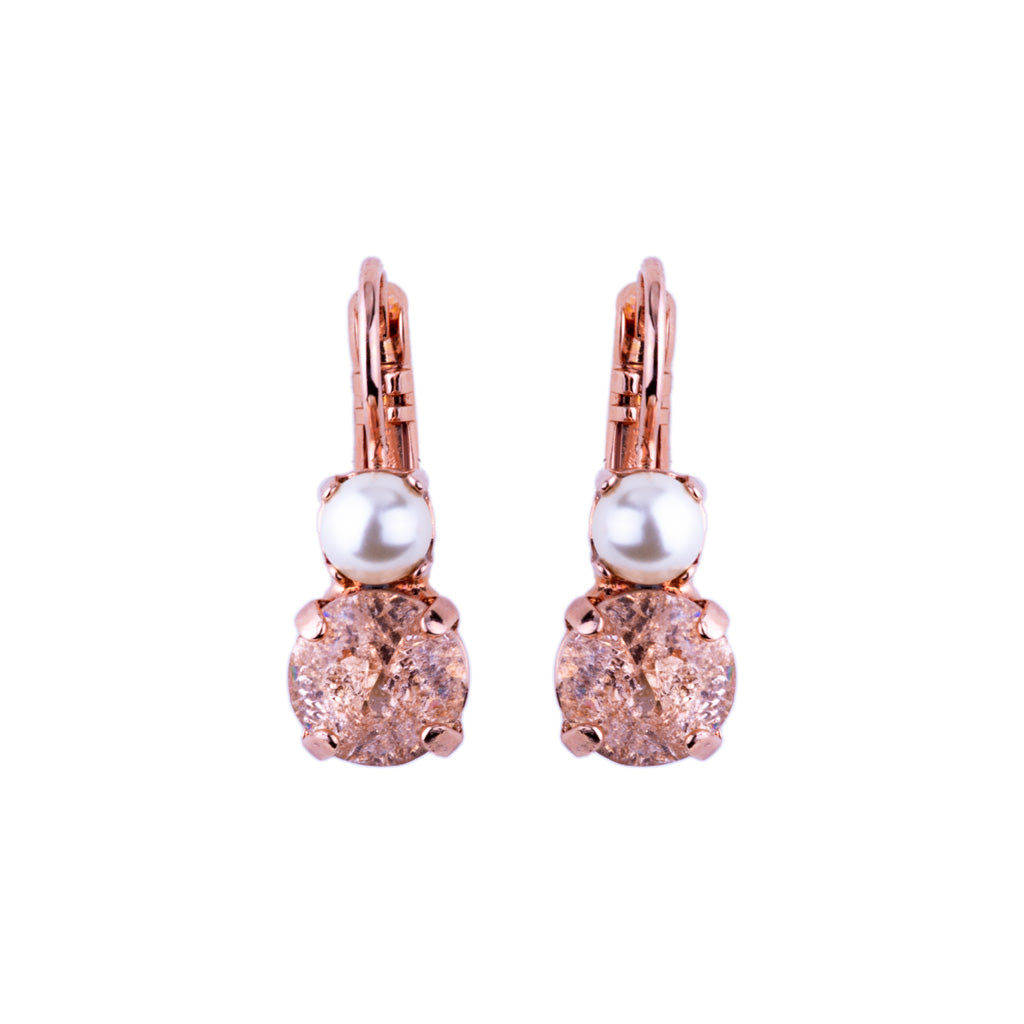 Mariana Rose Gold Must-Have Double Stone Crystal Leverback Earrings in “Desert Rose”