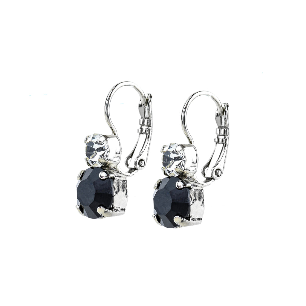 Mariana Silver Must-Have Double Stone Crystal Leverback Earrings in “Checkmate”