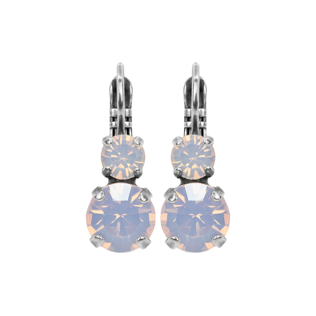 Mariana Silver Must-Have Double Stone Crystal Leverback Earrings in “Rose Water Opal”