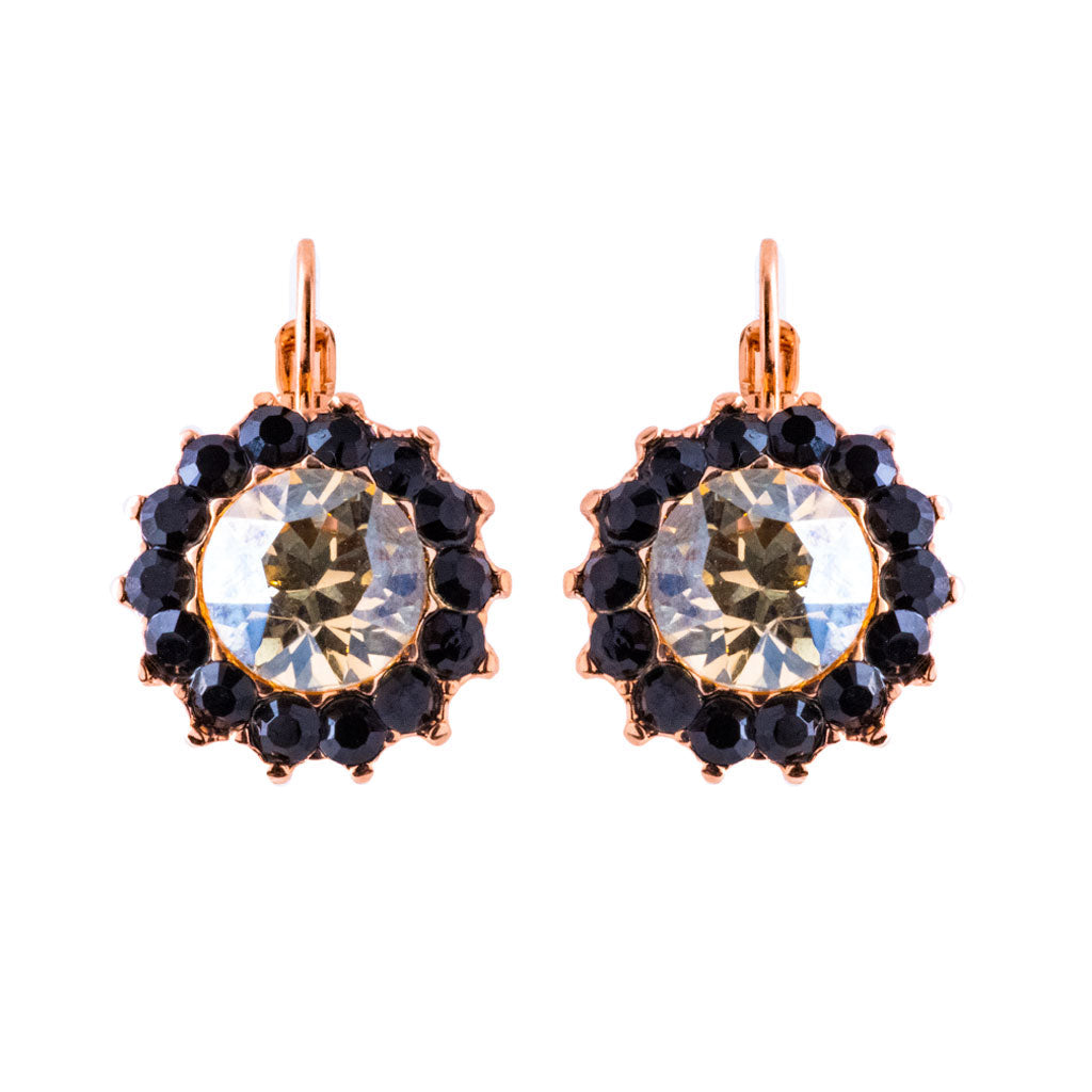 Mariana Rose Gold Extra Luxurious Rosette Crystal Leverback Earrings in “Magic”