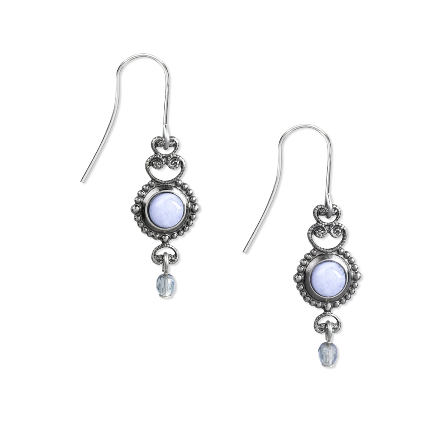Silver Forest Blue Lace Agate & Silver Filigree Earrings