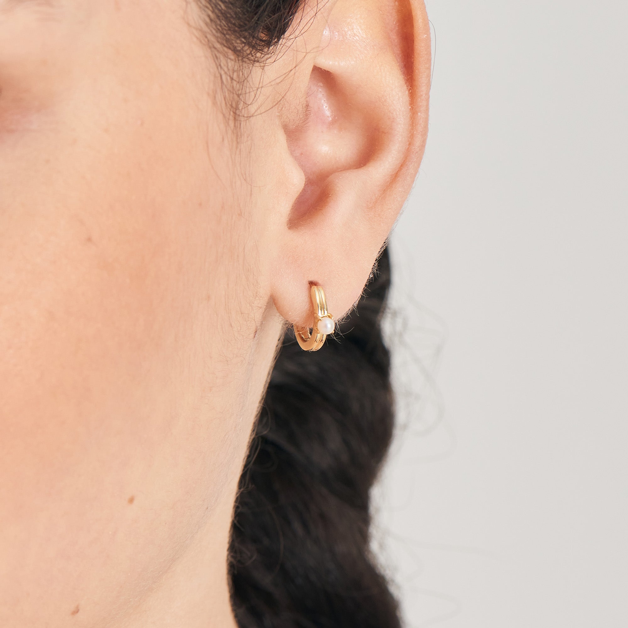 Ania Haie Pearl Cabochon Huggie Hoop Earrings