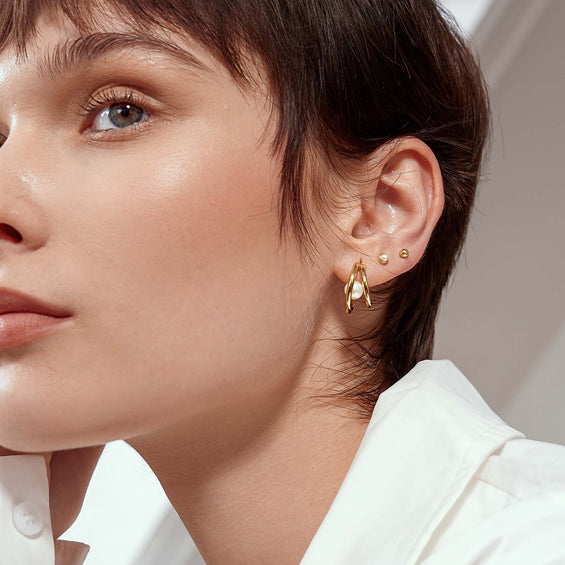 Ania Haie Duo Freshwater Pearl Stud Hoops