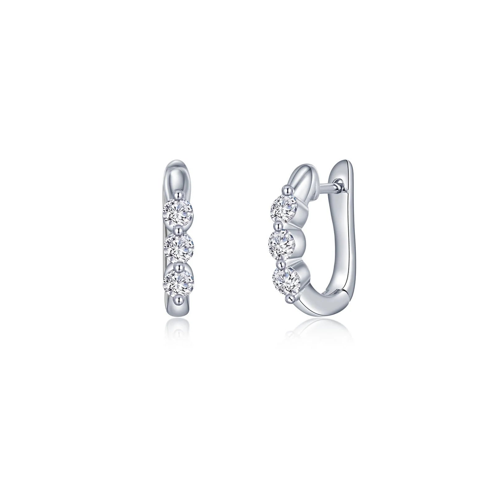 Lafonn 1.5 CTW 3-Stone Huggie Hoop Earrings