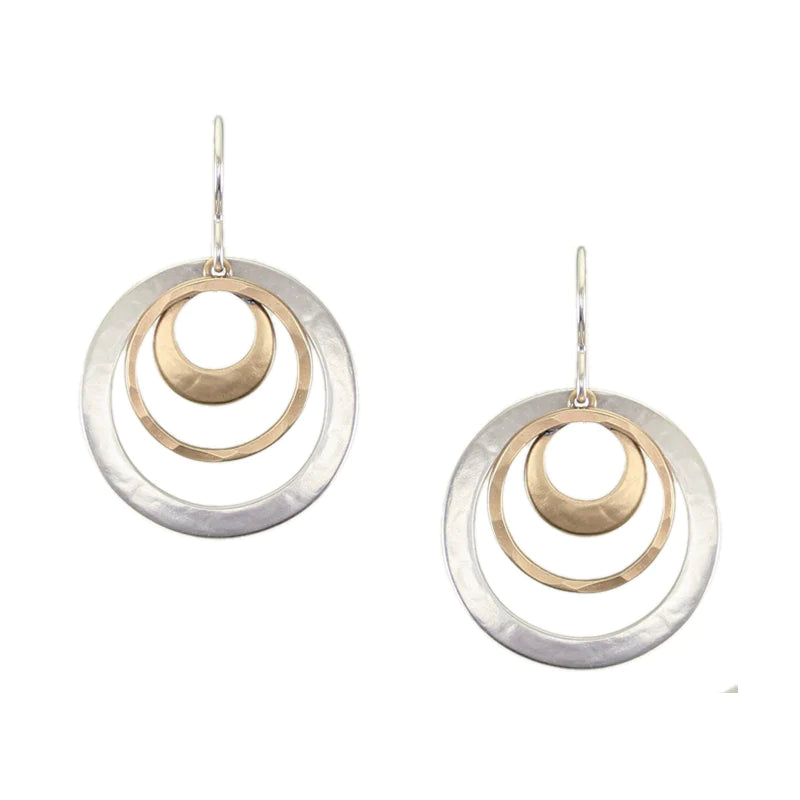 Marjorie Baer Small Rings with Cutout Disc Wire Earrings