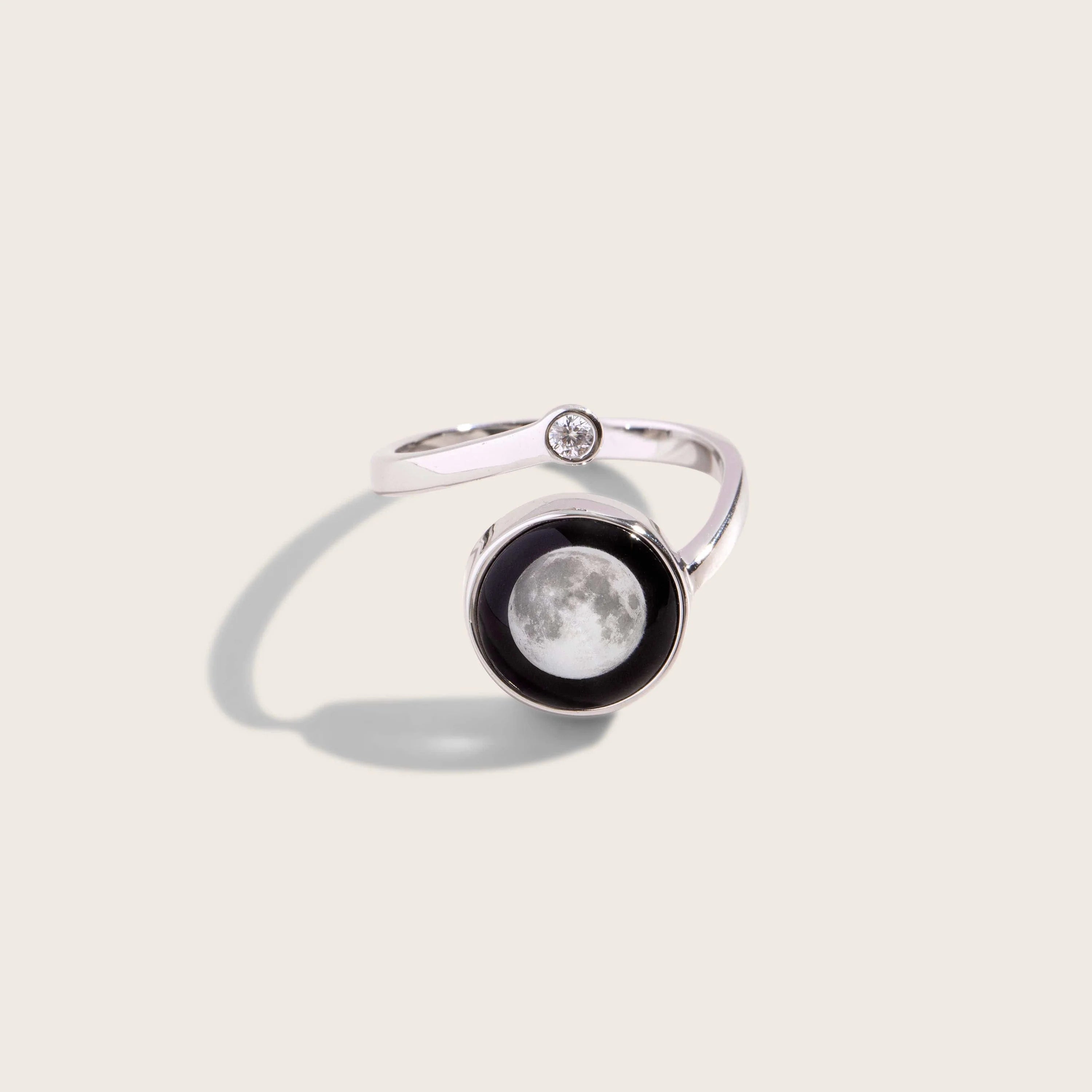 Moonglow Cosmic Spiral Adjustable Ring - Silver