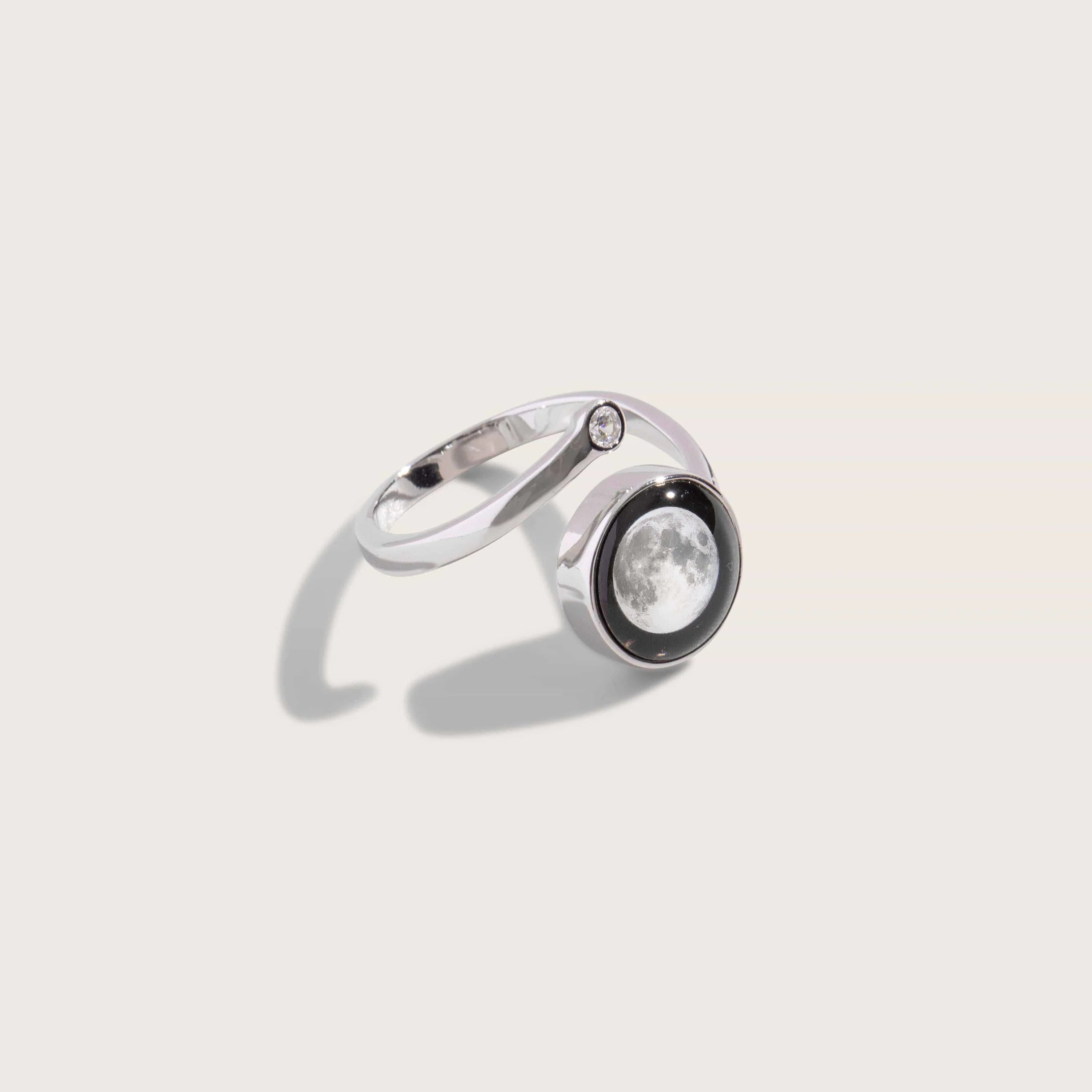 Moonglow Cosmic Spiral Adjustable Ring - Silver