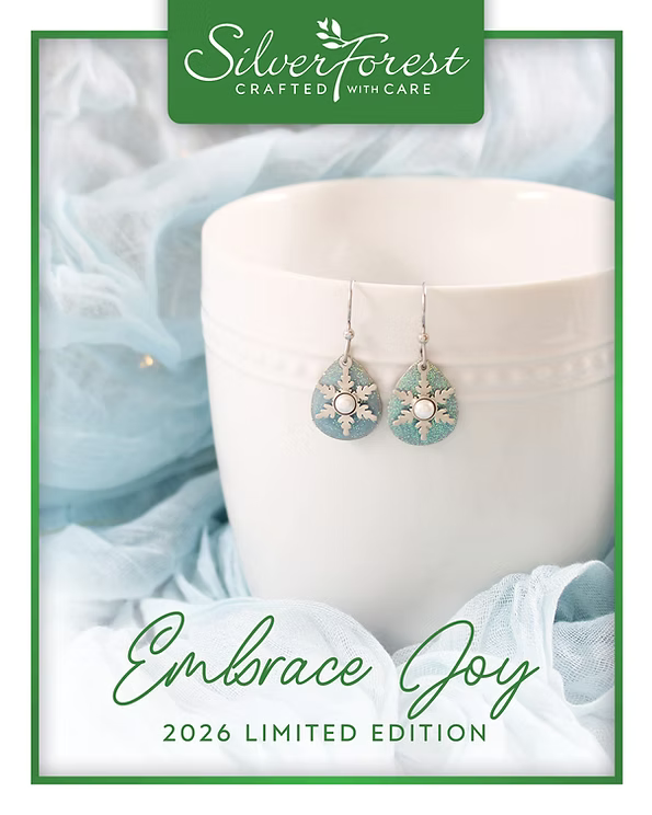 Silver Forest Snowflake Teardrop Earrings