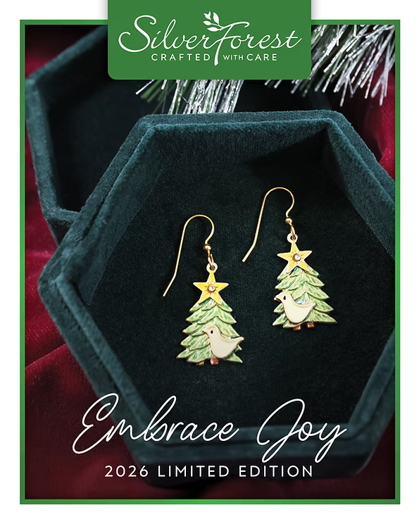 Silver Forest Tree with Partridge Earrings