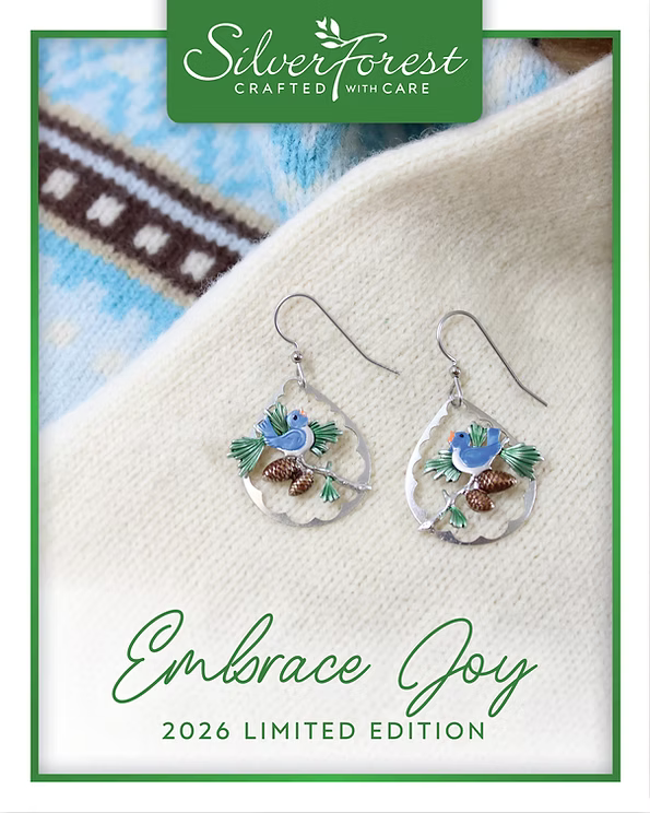 Silver Forest Bluebird with Acorn Earrings