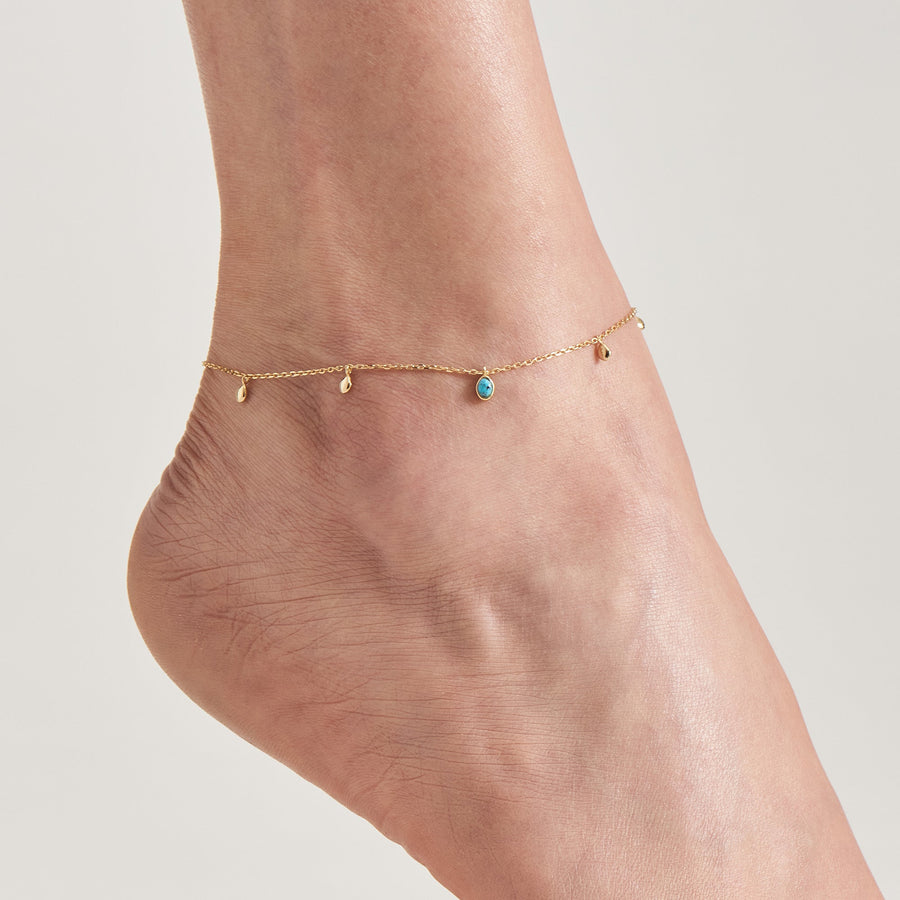Ania Haie Making Waves- Turquoise Drop Pendant Anklets